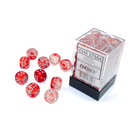 CHX27954 Nebula Red/Silver 12mm d6 Block (36 d6)