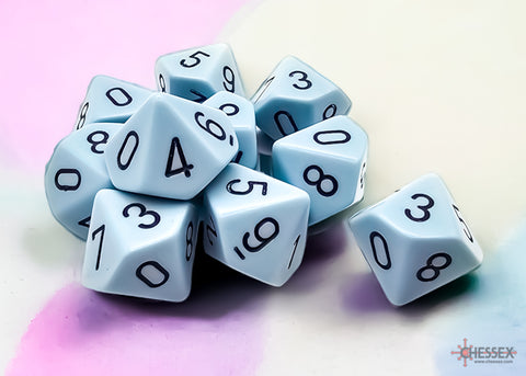 CHX25266 - Opaque Pastel D10 10 Dice Set - Blue/Black