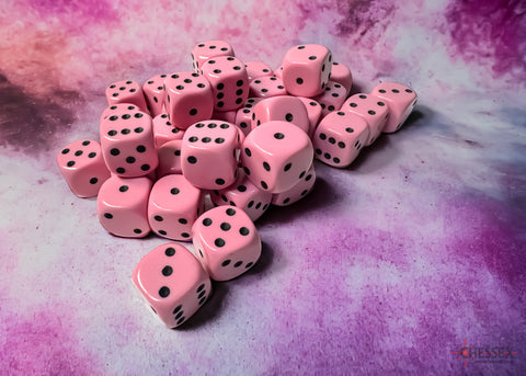 CHX25864 - Opaque Pastel 12mm D6 Dice Block - Pink/Black