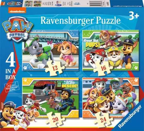 Children’s Puzzle: Paw Patrol, 4 in a Box - 12 + 16 + 20 + 24 Pieces