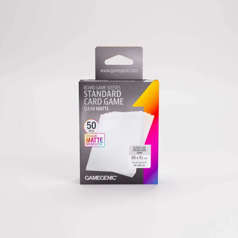 gamegenic matte standard card game sleeves Gamegenic Board Game Sleeves GRAY Standard Card Game Clear Matte (100 –  Leisure Games