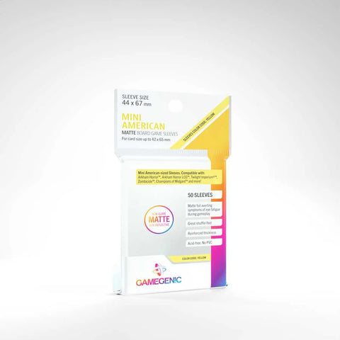Gamegenic MATTE Mini American- Sized Boardgame Sleeves: 44 x 67 mm (50) (Colour code Yellow)