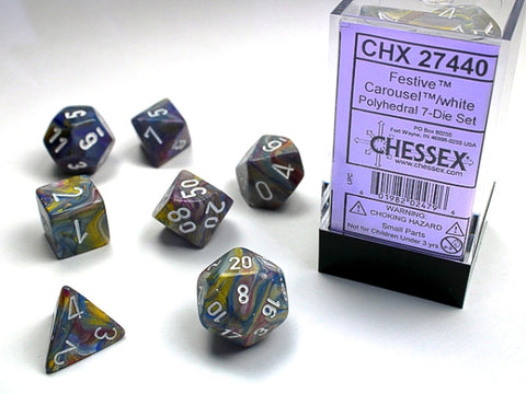 CHX27440 Festive Carousel/White Polyhedral 7-Die set