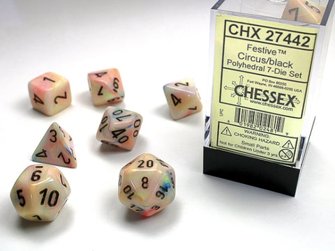 CHX27442 Festive Circus/Black Polyhedral 7-Die set
