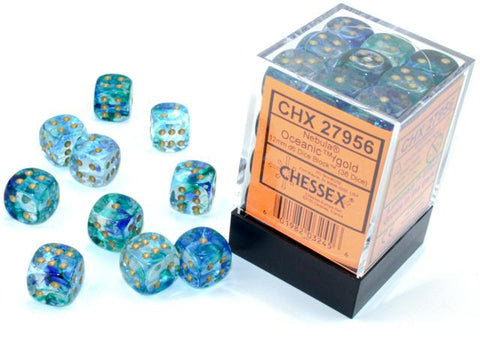 CHX27956 Nebula Oceanic/Gold 12mm d6 Block (36 d6)