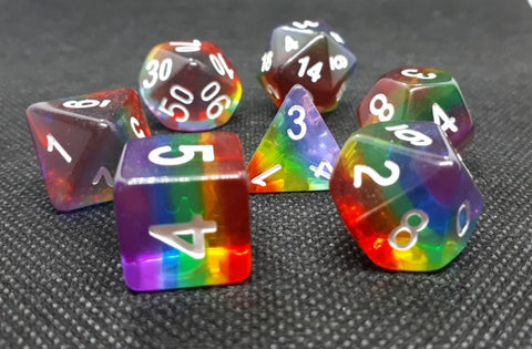 Dice Set Transparent: Rainbow