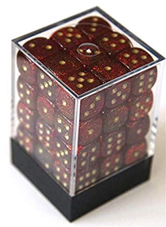 CHX27904 Glitter Ruby with Gold 36 x 12mm D6 Set