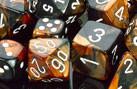 CHX26827 Gemini Black-Copper with White 12mm d6 Dice Block(36 d6)* - Leisure Games