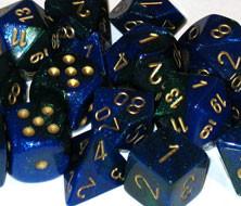 CHX26436 Gemini Blue-Green with Gold Polyhedral 7-Die Set* - Leisure Games