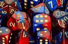 CHX26429 Gemini Blue-Red with Gold Polyhedral 7-Die Set* - Leisure Games