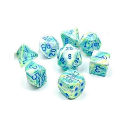 CHX30046 Poly 7 Set: Polyhedral Garden/blue Luminary 7-Die Set Lab Dice