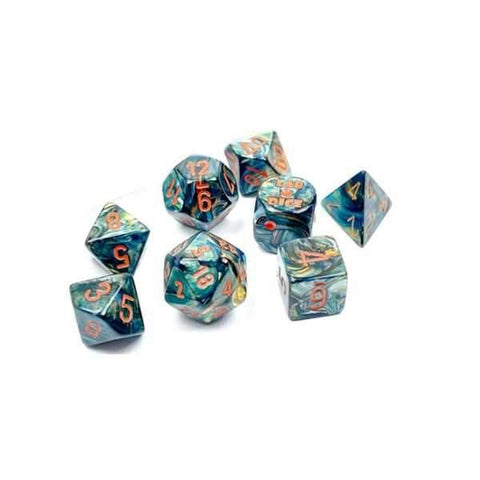 CHX30049 Poly 7 Set: Lustrous Polyhedral Alpestris/orange 7-Die Set Lab Dice