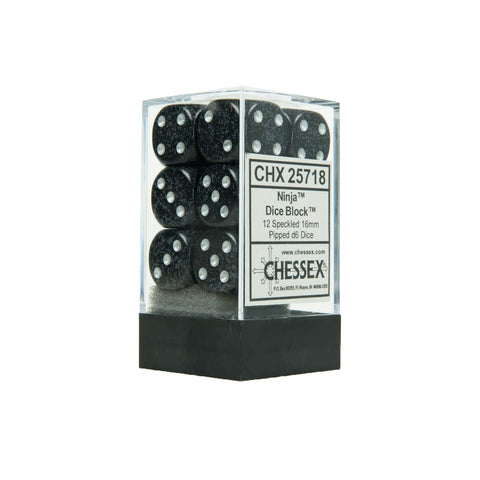 CHX25718 Speckled Ninja 16mm d6 Dice Block (12 d6)