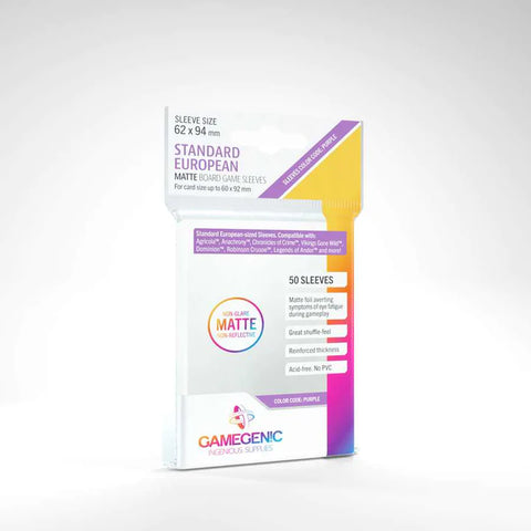 Gamegenic MATTE Standard European-Sized Sleeves (Purple): 62 x 94 mm (50)