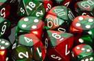 CHX26431 Gemini Green-Red with White Polyhedral 7-Die Set* - Leisure Games