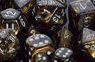 CHX27418 Leaf Black-Gold with Silver Polyhedral 7-Die Set* - Leisure Games