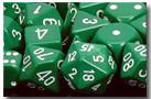 CHX25405 Opaque Green with White Polyhedral 7-Die Set - Leisure Games