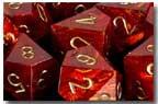 CHX27414 Scarab Scarlet with Gold Polyhedral 7-Die Set - Leisure Games