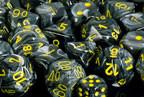 CHX27638 Vortex Black with Yellow 16mm d6 Dice Block(12 d6) - Leisure Games