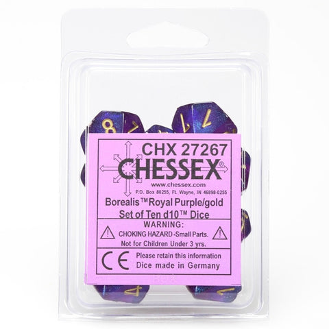 CHX27267 Borealis Royal Purple with Gold d10 Set