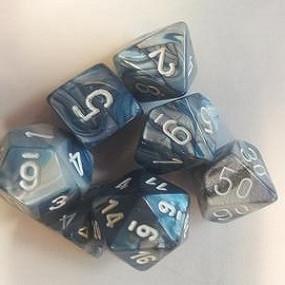 CHX27490 Lustrous Slate/White Polyhedral Dice Set - Leisure Games