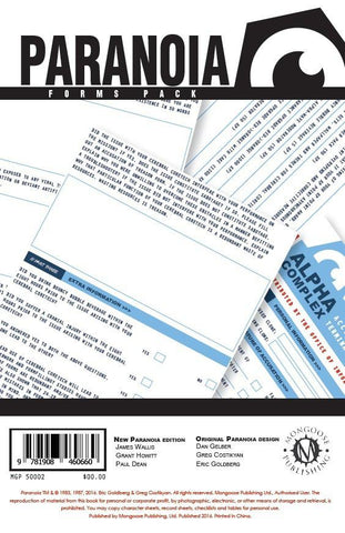 Paranoia: Forms Pack - reduced