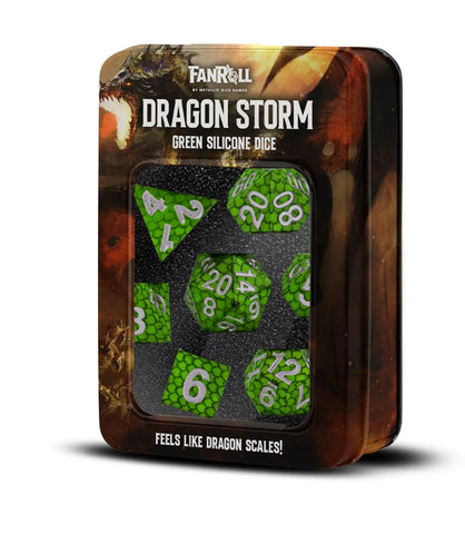 Silicone Dice Set- Black Dragon Scales: Dragon Storm: FanRoll