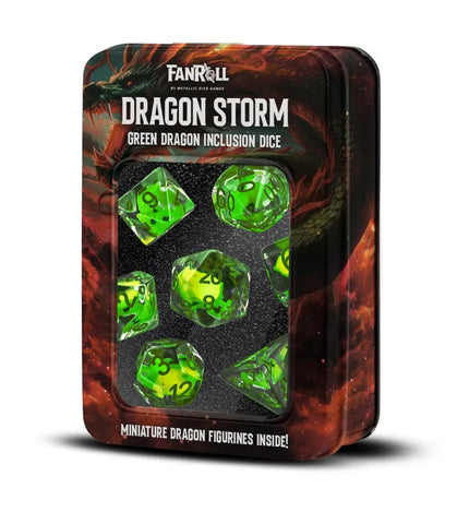 Inclusion Resin Dice Set- Green Dragon: Dragon Storm: FanRoll