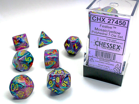 CHX27450 Festive Mosaic/Yellow Polyhedral 7-Die set