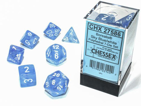 CHX27586 Borealis Luminary Sky Blue/White Polyhedral 7-Die set