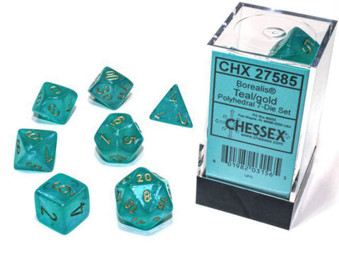 CHX27585 Borealis Luminary Teal/Gold Polyhedral 7-Die set