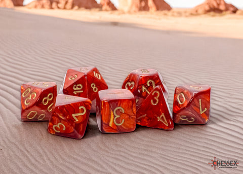 CHX22414 Scarab Mega-Hedral - Scarlet/Gold 7-Die Set (expected in stock by 18th October)*