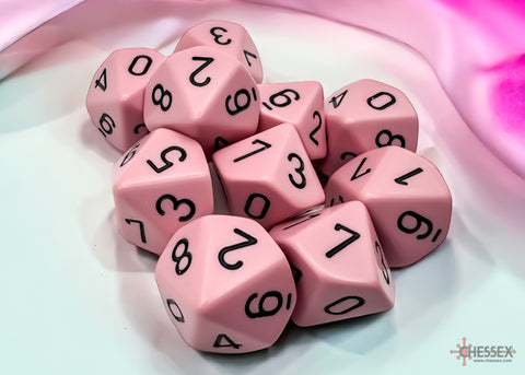 CHX25264 - Opaque Pastel D10 10 Dice Set - Pink/Black