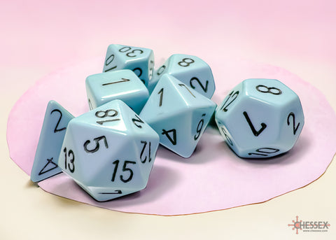 CHX25466 - Opaque Pastel Polyhedral 7 Dice Set - Blue/Black