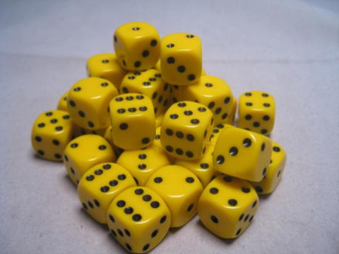 CHX25802 Opaque Yellow/Black 12mm d6 Block (36 d6)