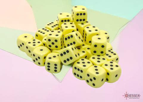 CHX25862 - Opaque Pastel 12mm D6 Dice Block - Yellow/Black