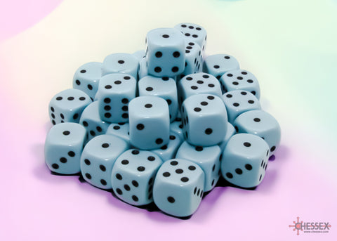 CHX25866 - Opaque Pastel 12mm D6 Dice Block - Blue/Black (36 dice)