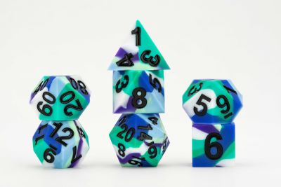 16mm Pride Sharp Edge Silicone Rubber Poly Dice Set: Gay Men