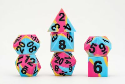 16mm Pride Sharp Edge Silicone Rubber Poly Dice Set: Pansexual