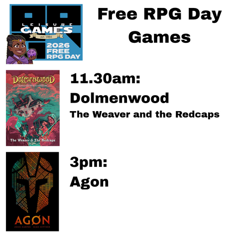 22nd August (Saturday): Free RPG Day Demo Games