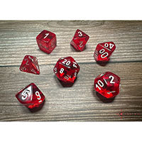 CHX23074 Translucent Polyhedral 7 Dice Set - Red & White