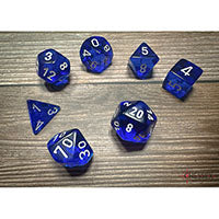 CHX23076 Translucent Polyhedral 7 Dice Set - Blue & White