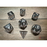 CHX23078 Translucent Polyhedral 7 Dice Set - Smoke & White