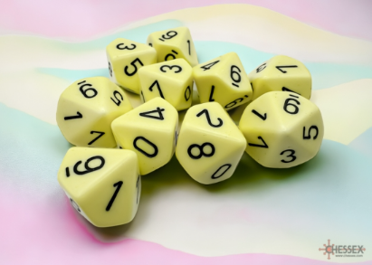 CHX25262 - Opaque Pastel D10 10 Dice Set - Yellow/Black