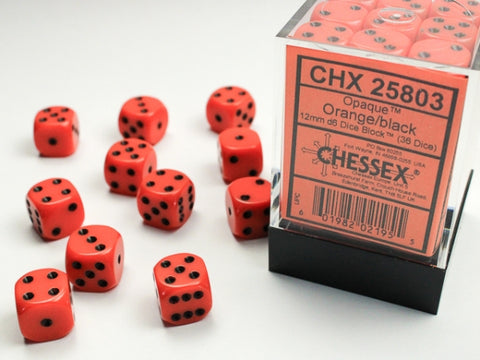 CHX25803 Opaque Orange/Black 12mm d6 Block (36 d6)