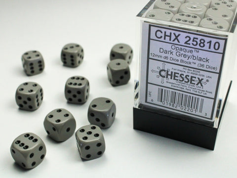 CHX25810 Opaque Dark Grey/Black 12mm d6 Block (36 d6)