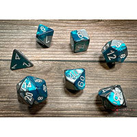 CHX26456 Gemini Steel-Teal with White Polyhedral 7-Die set