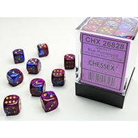 CHX26828 Gemini Blue-Purple with Gold 12mm d6 Dice Block(36 d6)