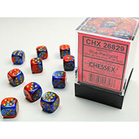 CHX26829 Gemini Blue-Red with Gold 12mm d6 Dice Block(36 d6)