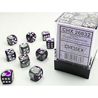 CHX26832 Gemini Purple & Steel with White 12mm d6 Dice Block(36 d6)